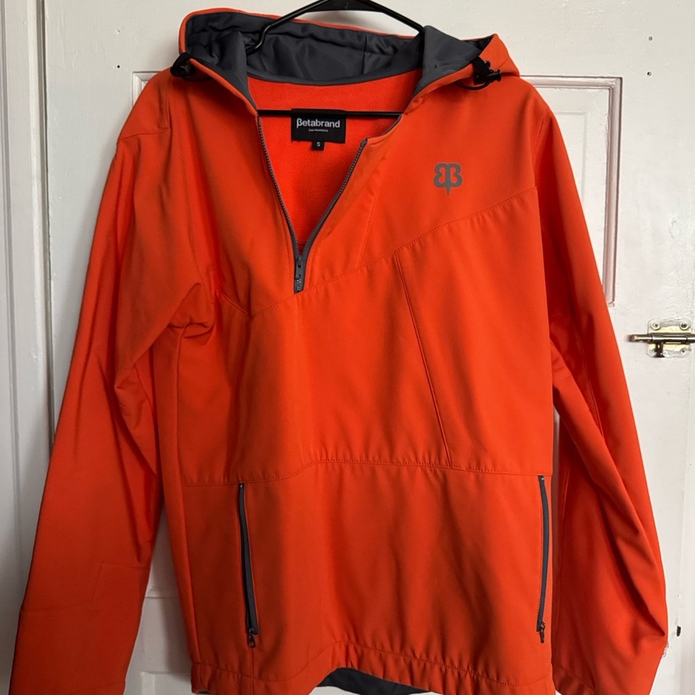Betabrand Bright Orange DARPA Jacket with Black Accents